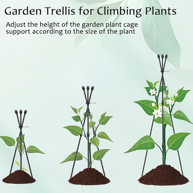 Garden Trellis for Climbing Plants, 2Pack-Plant Trellis, 2 in 1 Rustproof Metal Pipe with Plastic Coated, 4Ft Plant Support for Potted Plant Outdoor Indoor, Tomato Cages & Supports for Vines
