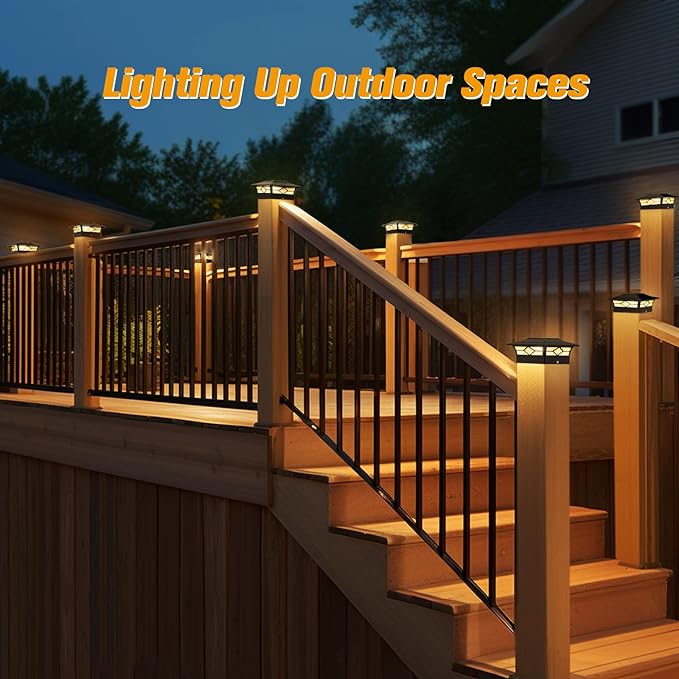 JOFIOS Solar Post Cap Lights Outdoor 12pack, Waterproof Solar Powered Deck Fence Post Lights for 4x4 Wood/Vinyl Posts, Solar Outdoor LED Light with Cool/Warm Lighting Decorate Garden Patio Porch…