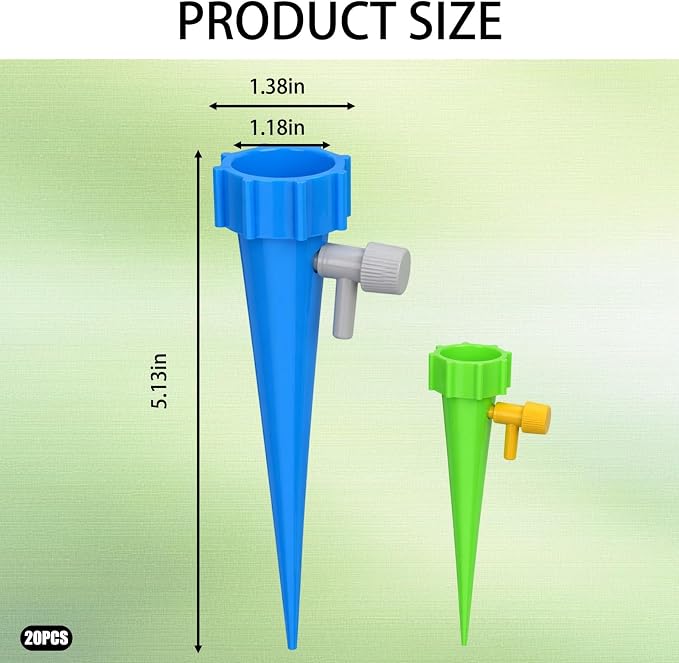 20-Pack Blue and Green Self Watering Planter Inserts,Self Watering Spikes, Automatic Plant Watering System, Indoor Outdoor Plant Care Solution, Drip Irrigation Device