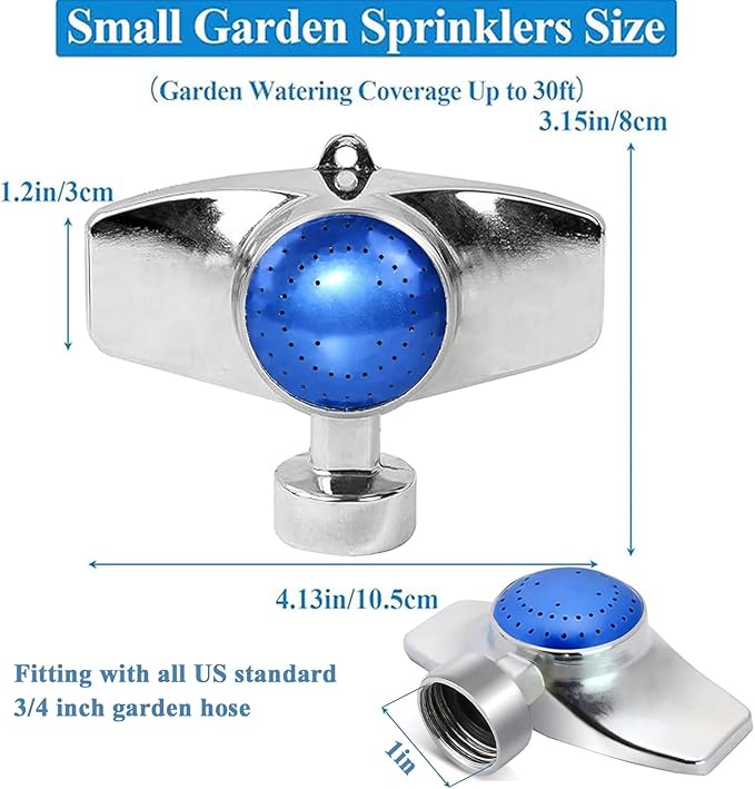 360 Degree Metal Spot Sprinkler,Small Sprinkler Garden for Small Areas Lawn Sprinklers for Yard Circle Pattern with Gentle Water Flow Garden Watering (2, Blue)