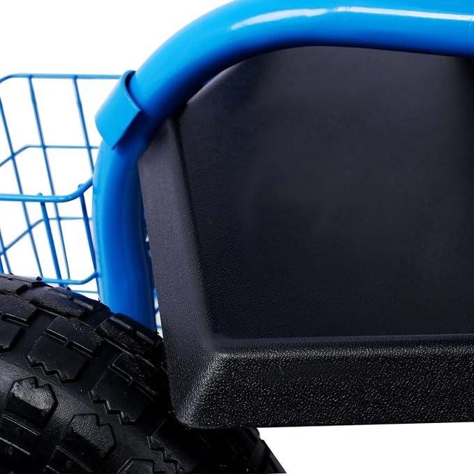Rolling Garden Cart, 360 Swivel Gardening Seat with Wheels, Tool Basket, Adjustable Height, Outdoor Garden Workseat, Gardening Stool Scooter for Sitting (Blue)