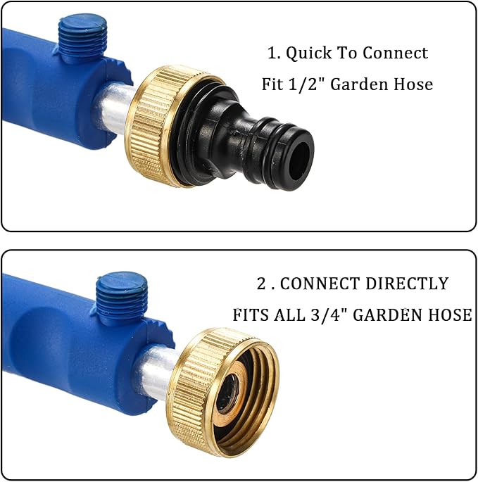 Hbaushun High Pressure Power Washer Wand, Hydro Jet Water Wand Pressure Sprayer,Flexible Garden Watering with 3 Nozzle Universal Hose End,for Car Pet Window Patio Gutter Cleaning Blue