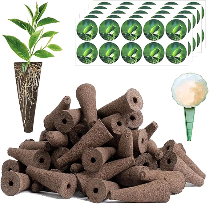100pcs Grow Sponges Kit for Hydroponics,Replacement Seed Starter Pods Compatible with AeroGarden,50pcs Pod Labels,1 Seeder,Highly Breathable - Indoor Garden Growing System for Most Brands