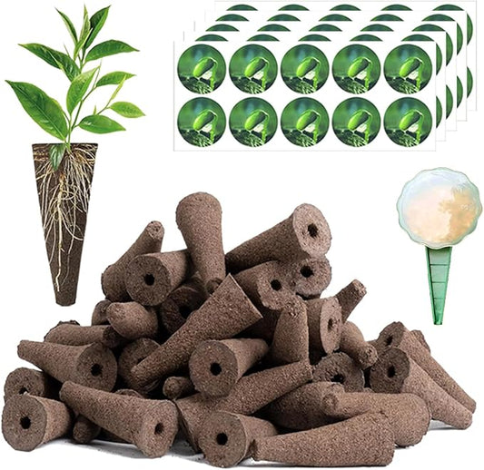 100pcs Grow Sponges Kit for Hydroponics,Replacement Seed Starter Pods Compatible with AeroGarden,50pcs Pod Labels,1 Seeder,Highly Breathable - Indoor Garden Growing System for Most Brands