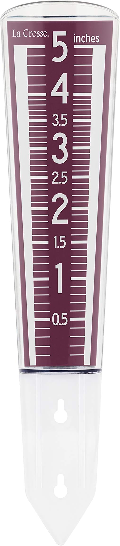 La Crosse 704-1531R-INT Large Magnifying Easy Read 5-Inch Capacity Acrylic Rain Gauge in Burgundy