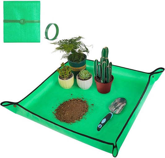 HNXTYAOB Repotting Mat for Indoor Plant Transplanting and Mess Control 27"x 27" Thickened Waterproof Potting Tray Foldable Succulent Potting Mat Portable Gardening Mat Garden Gifts for Women & Men