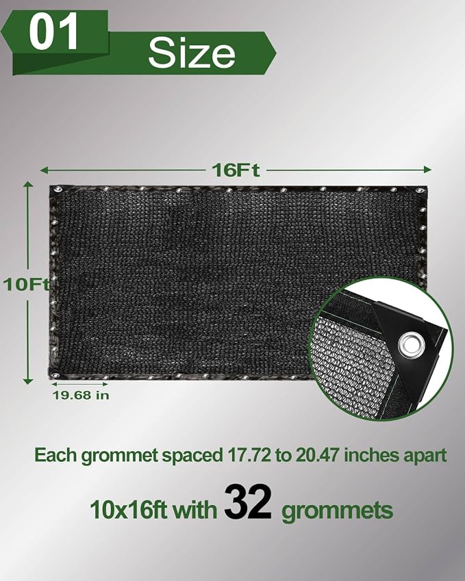 vensovo 40% Sunblock Shade Cloth Net Black Resistant - 10x16 Ft Garden Shade Mesh for Plant Cover, Greenhouse, Chicken Coop, Kennels, Tomatoes Plants