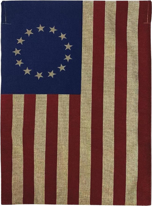 Briarwood Lane 4th of July Garden Flags 18x12.5 Double Sided Betsy Ross Burlap Garden Flag for 4th of July