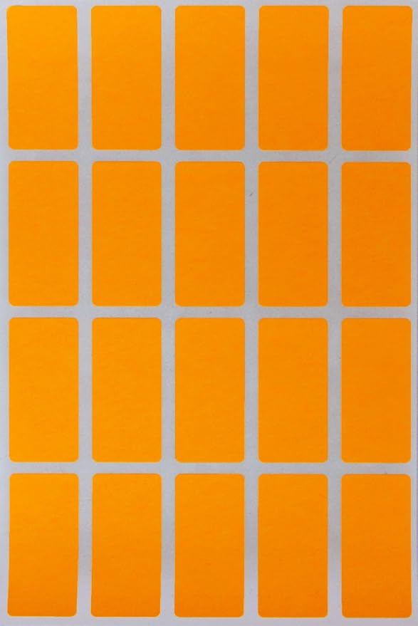 Royal Green Colored Rectangular Stickers in Neon Orange (40mm x 19mm) 1.57 inch x 0.75-2000 Pack