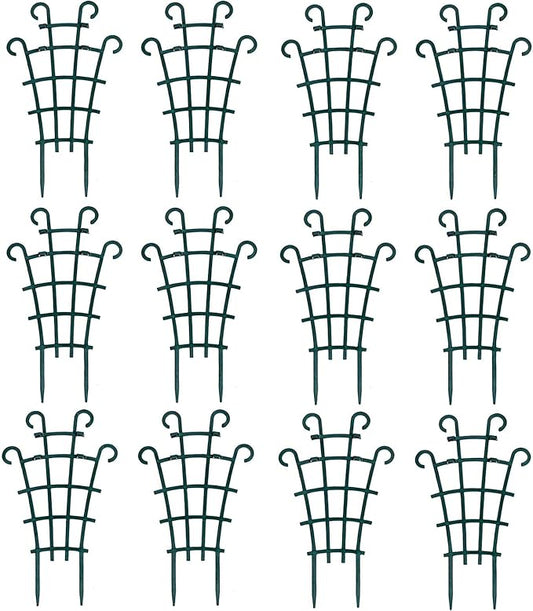 UWIOFF 12 Pack Trellis for Potted Plants, Garden Trellis for Climbing Plants Plastic Mini Climbing Plant Trellis Flower Pots Support Stackable Trellis for Climbing Plants Peas, Dark Green
