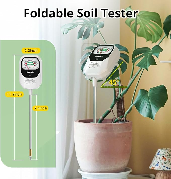 4-in-1 Soil Moisture Meter Soil Moisture/Fertility/PH Meter/Sunlight Intensity Soil Test Meter for Gardening, Farming and Outdoor Plants