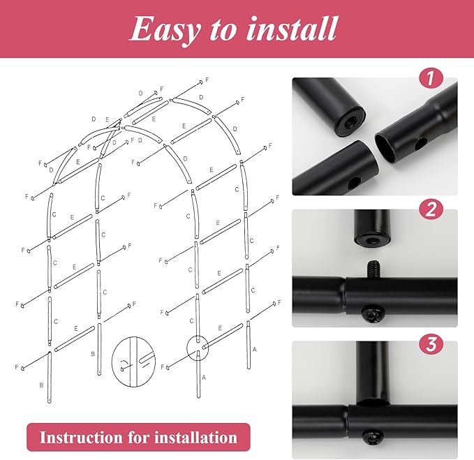Thickened Tube Garden Arch Trellis - 4.6ft Wide x 7.9ft High or 7.6ft Wide x 6.4ft High - Garden Trellis for Climbing Plants - Stable Garden Arbor, Birthday Party Wedding Arch Decoration