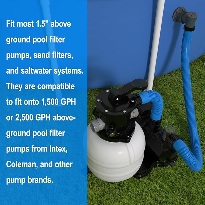 1.5" x 59" Pool Hose Replacement, Pack of 2 - Compatible with Above Ground Pools Filter Pump Hoses, Sand Filters, Saltwater Systems (1,500-2,500 GPH), Blue
