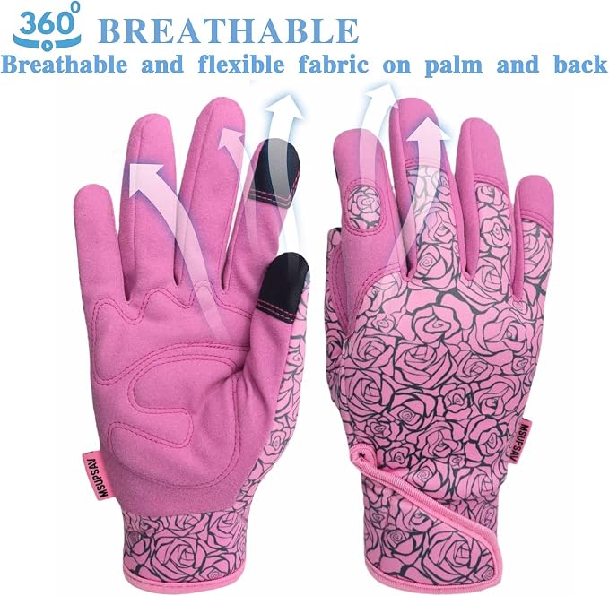 Gardening Gloves,Women Yard Work Garden Glove,Gifts | Thorn Proof,Puncture Resistant,Touchscreen,Gift,Leather,Spandex