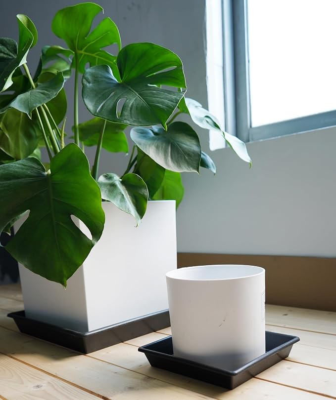 NIMYAU Square Plant Saucer 18 Inch 4 Pack, Plant Stand Plant Trays for Pots Heavy Duty Plastic Plant Saucers for Indoors Outdoors, Flower Pot No Holes Terracotta Plant Lover Gardening Gifts