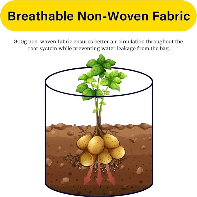iPower Potato Grow Bags with Flap 7 Gallon 6 Pack, Garden Planting Pot with Durable Handle and Harvest Window, Thickened Nonwoven Fabric Container for Potato, Tomato, Carrot, Vegetable and Fruits