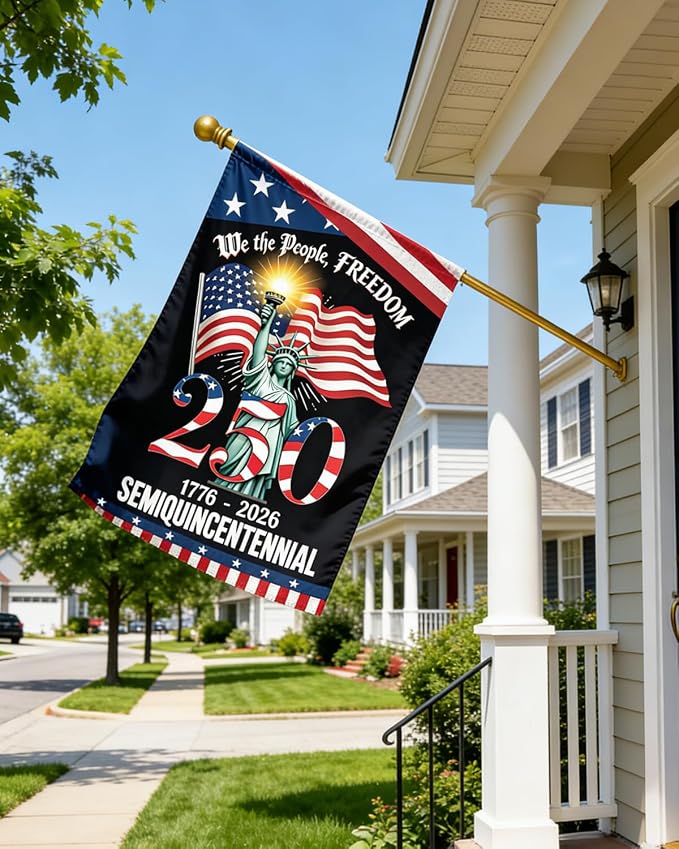 250 Years America Garden Flag, 250th Anniversary USA Patriotic 4th of July Double-Sided Waterproof Banner with Freedom Yard Sign, We The People, 1776-2026 Commemorative, 12 x 18 Inch