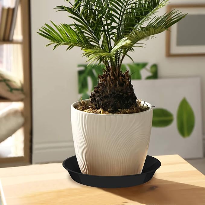 6 Pack Plant Saucer 4 6 8 10 12 14 16 18 20 22 Inch Plastic Plant Tray, Sturdy and Durable Flower Pot Container Accessories Plant Pot Saucers for Indoor and Outdoor (14 Inch, Black)