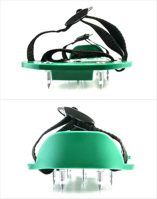 QWORK Gunite Spiked Shoes With 3/4” Short Spikes Perfect For Epoxy Floor, Overlays, Cover Installation, Green Color (Pair)