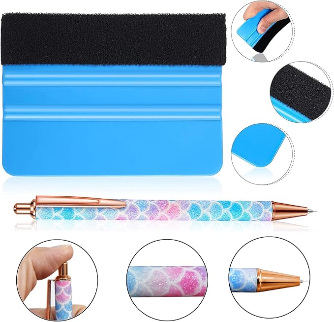 Weeding Tools for Vinyl，2 Pieces Air Release Pen Craft Vinyl Weeding Tools Stainless Steel Point Retractable Air Release Weeding Tools for Craft Weeding Essential Adhesive Vinyl (Multicolour)