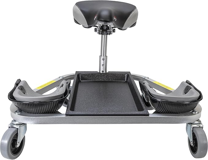 Racatac Kneeling Sitting Creeper with 3 Inch Casters, Rolling Knee Pads with Seat, Adjustable Seat, Knee Pads with Wheels, Assembled in USA, Floor Creeper, 01RAC3
