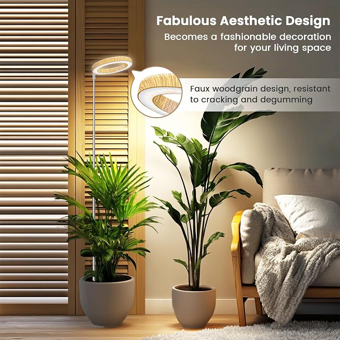 Kullsinss Grow Lights for Indoor Plants, Full Spectrum Plant Grow Light with 6/12/16H Timer, 3 Color Modes, 5 Brightness, 10"-65" Height Adjustable Growing Lamp for Large Indoor Plants (2 Pack)