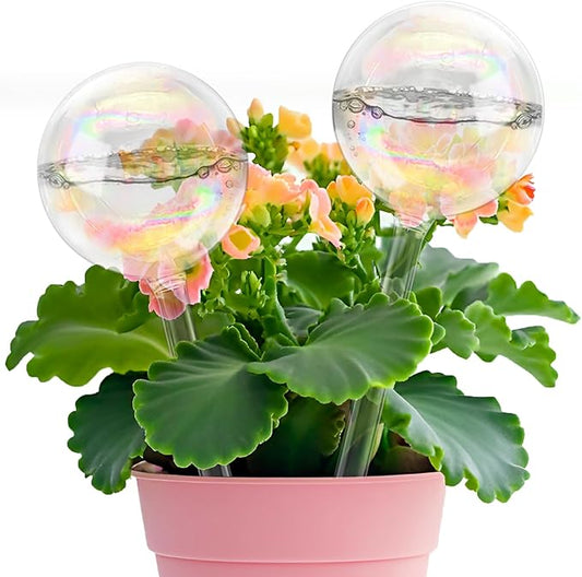 2 Pack Iridescent Glass Plant Watering Globe,Automatic Self-Watering Bulbs for Indoor Outdoor Plants-Hand-Blown Glass Watering Stakes for Home Garden Decor-Ideal Gift for Plant Lovers,Flowers,Pots