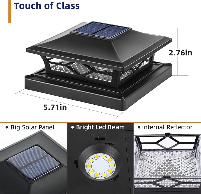 APONUO Solar Post Cap Lights,12 Pack 2-Modes Bright 4x4 Post Solar Lights Auto On Off,Outdoor Waterproof Garden Patio Fence Deck Patio Decor for Fence Deck Post Caps 4x4 6x6 Wood,4x4 Vinyl