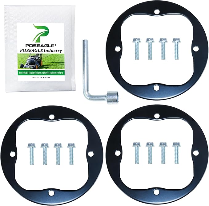 3 Pack Upgraded High-Strength Deck Spindle Reinforcement Rings with Mouting Bolts and L Shaped Angled Hex Socket Wrench for Cub Cadet, MTD, Troy-Bilt All Series Lawn Tractors and Lawn Mowers