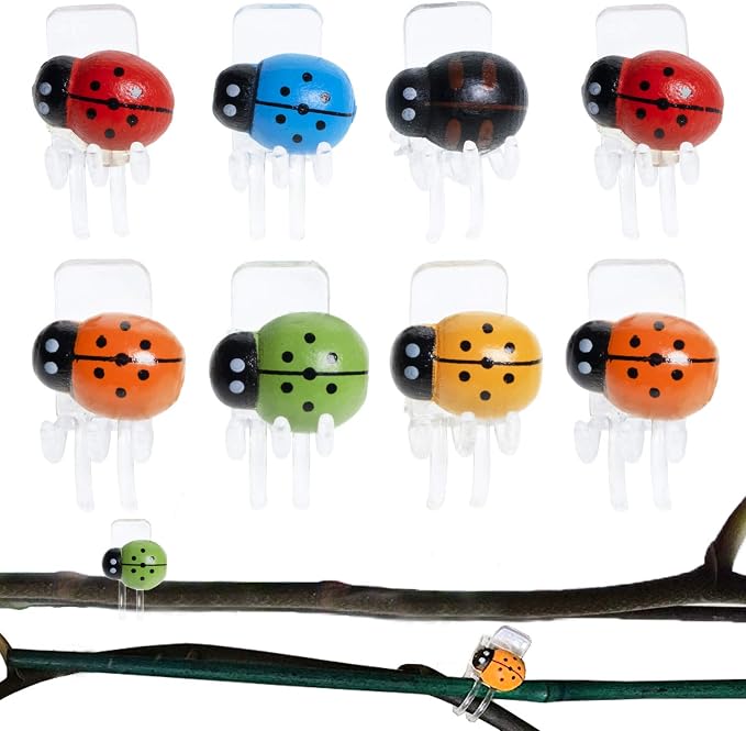 BEADNOVA Orchid Clips 30Pcs Ladybug Plant Clips Orchid Support Clips Vine Clips Plant Clips for Support Flower Orchid Vine (Mix Color, 30PCS)