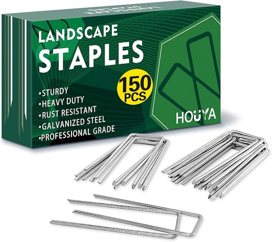 150 Pack Landscape Staples 4 Inch 12 Gauge Garden Stakes Galvanized Garden Staples Pins Anti-Rust Ground Stakes for Weed Barrier, Irrigation Tubing, Yard Lawn, Landscape Fabric