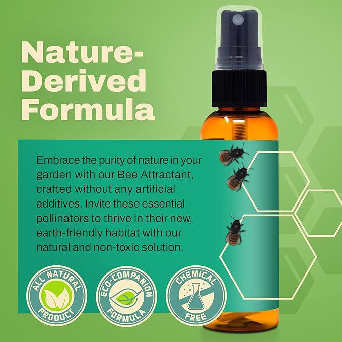 Donaldson Farms Mason Bee Attractant Spray – Made with Natural Lemongrass Oil to Lure Pollinating Bees, Easy to Use Garden Spray for Bee Houses, Nests, Flowering Plants & Fruit Trees – 2 oz