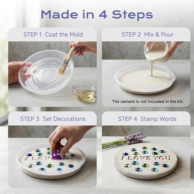 5 Size Stepping Stone Molds Set, Reusable DIY Clear Plastic Molds Kits, Molds for Concrete Stepping Stones, Multiple Sizes for Craft Projects
