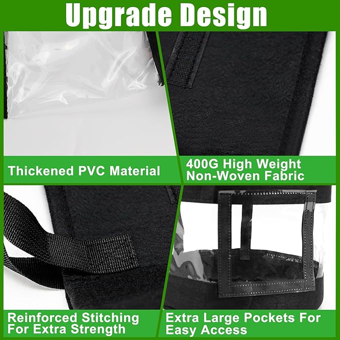 4 Pack 10 Gallon 360°Visible Potato Grow Bags,Heavy Duty Thickened Nonwoven Fabric Planter Bags with 2 Clear Harvest Windows&Removable Shading Cover,Reinforced Handles,Vegetable Grow Bags with Labels