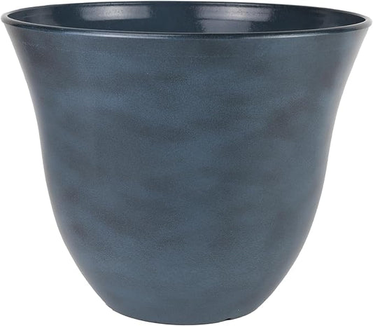Classic Home and Garden by Growscape Honeysuckle Resin Planters - Lightweight Indoor & Outdoor Plant Pots - UV-Resistant Plastic Flower Pots - Pot Planters for Flowers & Herbs (13", Blue Jean)