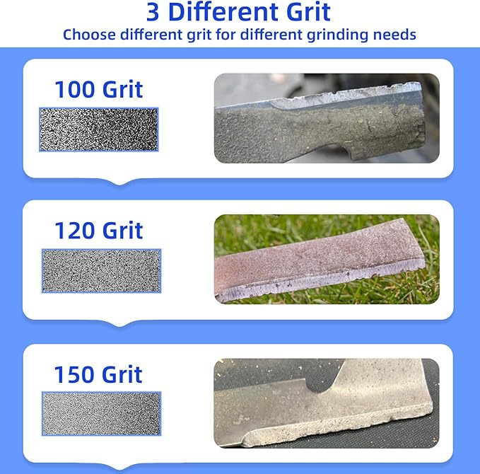 Diamond Lawn Mower Blade Sharpener, All-Metal Construction, for Any Power Hand Drill (100 Grit)