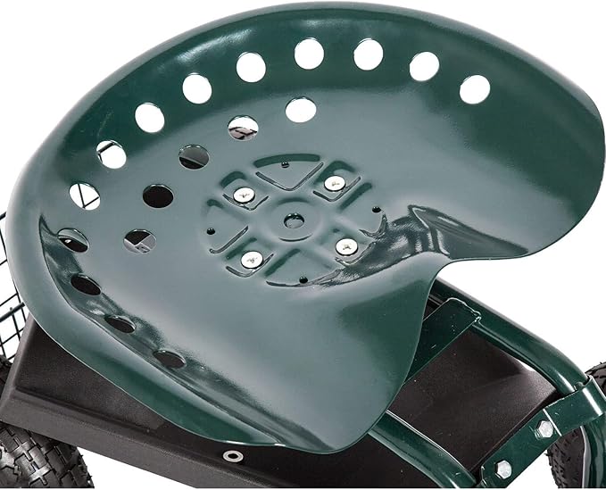 Garden Cart Rolling Work Seat with Tool Tray Heavy Duty Scooter Gardening Planting