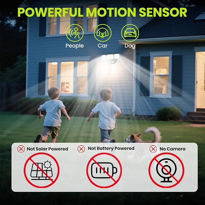 7500LM LED Security Light Motion Sensor Outdoor Lights, Adjustable 3 Head Hardwired LED Flood Lights Outdoor, IP66 Waterproof, 38W Motion Detected Lights for Outside, House, Garage, Yard