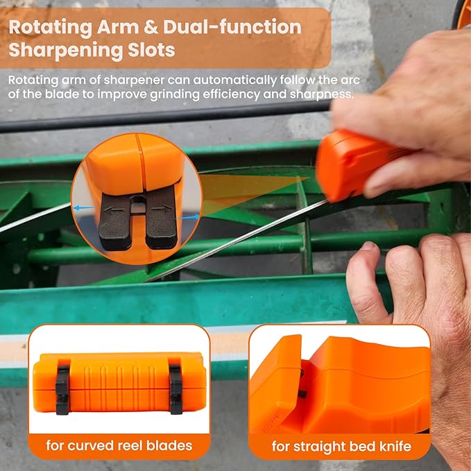 Reel Lawn Mower Blade Sharpener for Manual Push Reel Lawn Mower,Hand Reel Mower Sharpener，SK-2 Standard Lawn Mower Sharpening Kit for Home Garden Lawn Care