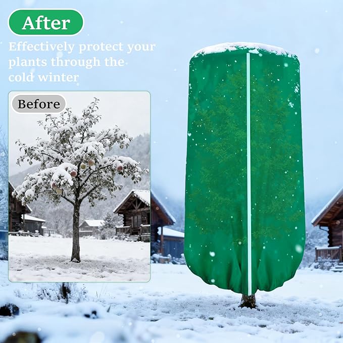 2 Pcs 47"×71" Large Rounded Top Winter Plant Freeze Protection Covers with Zipper & Drawstring, Non-Woven Frost Cloth Plant Freeze Protection,Frost Blankets for Outdoor Shrub Bush Fruit Tree
