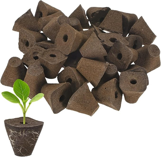 M METERXITY 50-Pack Grow Sponges, 1.3x0.6x1.2 Inch Replacement Root Growth Sponges Seed Pods for Plant Rooting/Seed Germination/Hydroponic Gardens System Supplies, Starter Plug for Seeds