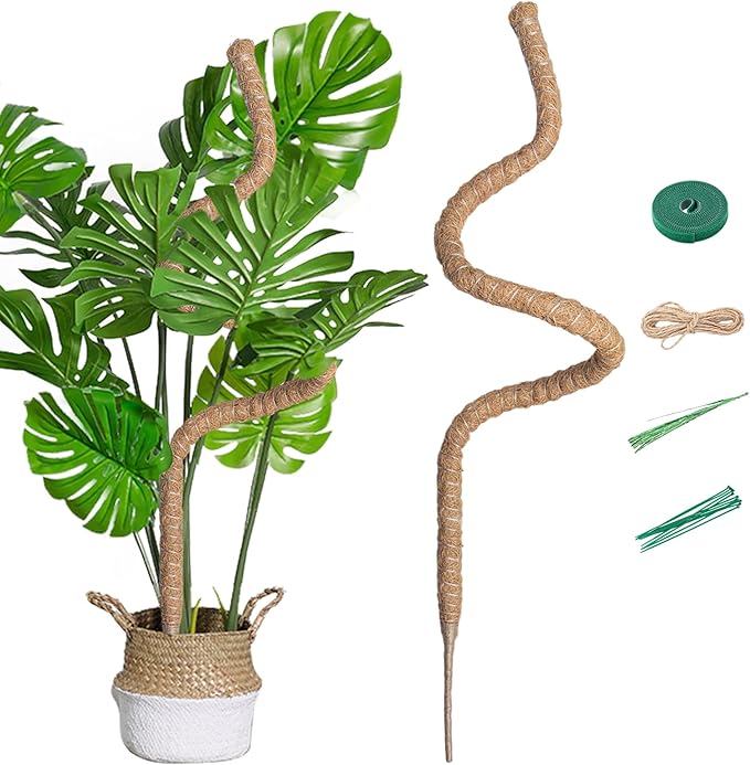 Mcbazel 63 Inch Moss Pole for Plants Monstera, Monstera Plant Support Stick, Bendable Moss Poles Plant Support Stick for Climbing Plants, Stick Support Stake Kit for Potted Plants, Pothos,Philodendron