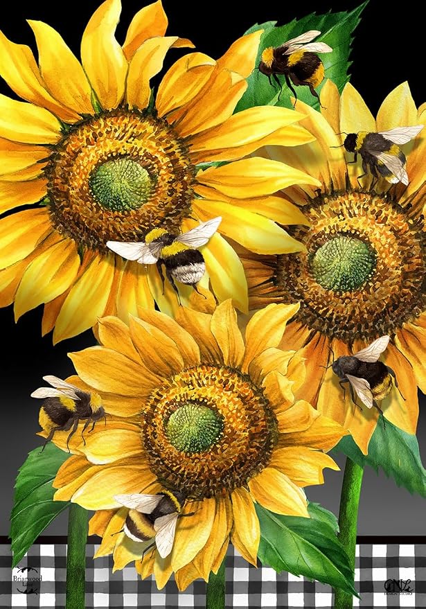 Buzzing Sunflowers Spring Garden Flag 18" x 12.5" Briarwood Lane
