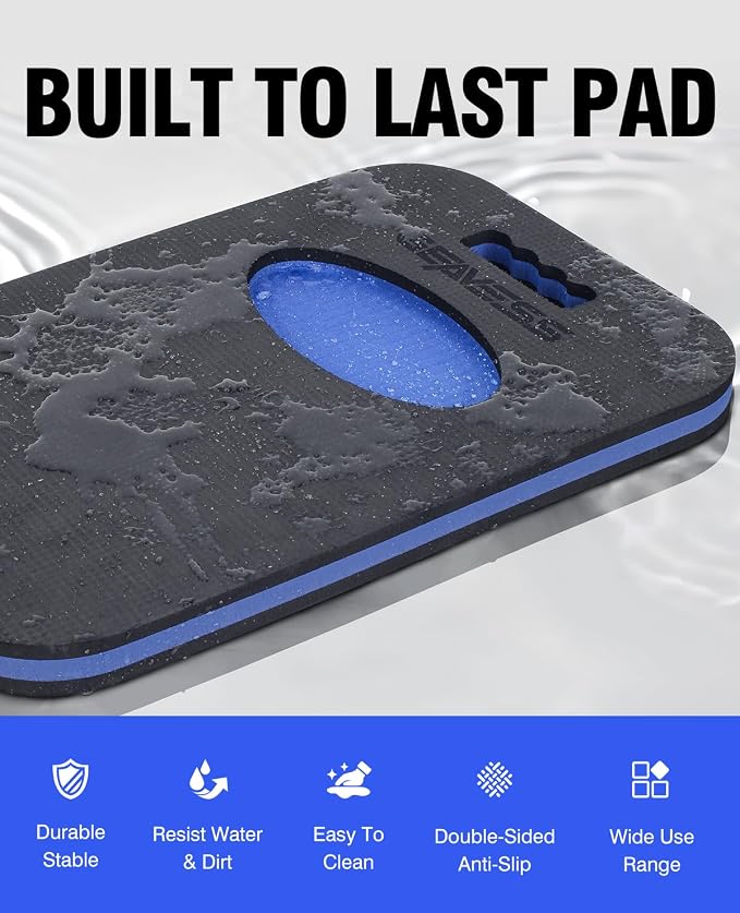 Garden Kneeling Pad, Comfortable Foam Knee Pad with Handle & Tool Tray, Durable Supportive Knee Cushion for Gardening, Garage Work, Workshop Repairing, 18.7"x12"x1.1", Black & Blue | Extra Thick EVA Foam Mechanic Mat