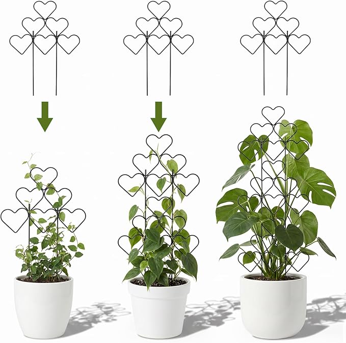 ZOUTOG 12 Pack Trellis for Climbing Plants Outdoor 15 Inch,Rustproof Metal Garden Trellis for Potted Plants,Sturdy Houseplant Support Indoor Outdoor for Ivy Pothos Monstera Hoya Flower Vine