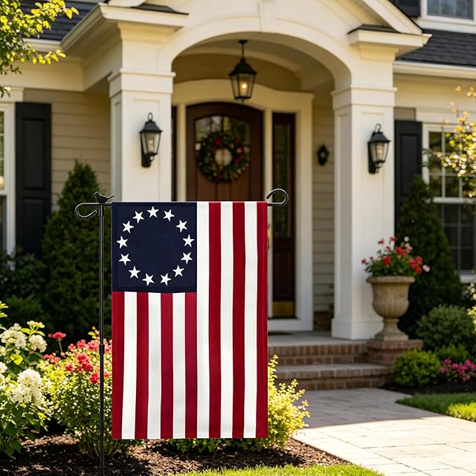 Betsy Ross Garden Flag 12x18 Inch Double Sided, 13 Star Colonial American Garden Flags for Outside, USA 250th Anniversary Patriotic Yard July 4th Decoration