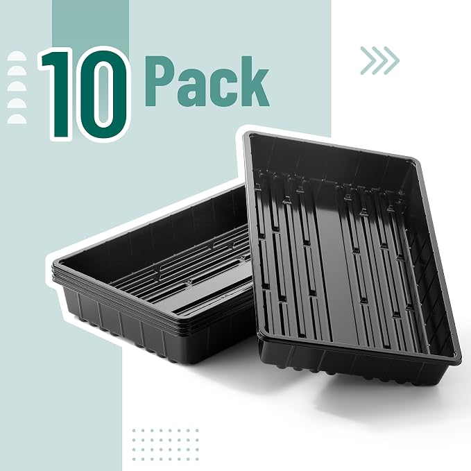 Mr. Pen- Seed Starter Trays, 5 Pack, 17"x10"x2.4", Durable Plastic Growing Trays, Stackable and Reusable Seedling Starter Kits for Indoor, Outdoor, Greenhouse Gardening, Planting, Hydroponic Systems