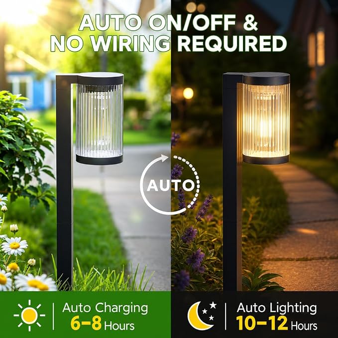 ELECLINK Solar Pathway Lights Outdoor, 6 Pack Upgraded Outdoor Solar Lights for Outside Super Bright Up to 12Hrs, IP65 Waterproof Solar Garden Lights for Yard Path Sidewalk Driveway 4th of July Decor