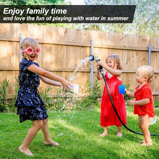 Gareden Hose Nozzles 9 Adjustable Patterns Hose Spray Nozzle Heavy Duty Metal Hose Nozzle Spray High Pressure Slip Resistant Water Sprayer for Cleaning/Watering Lawn Garden/Pets Shower/Car Washing