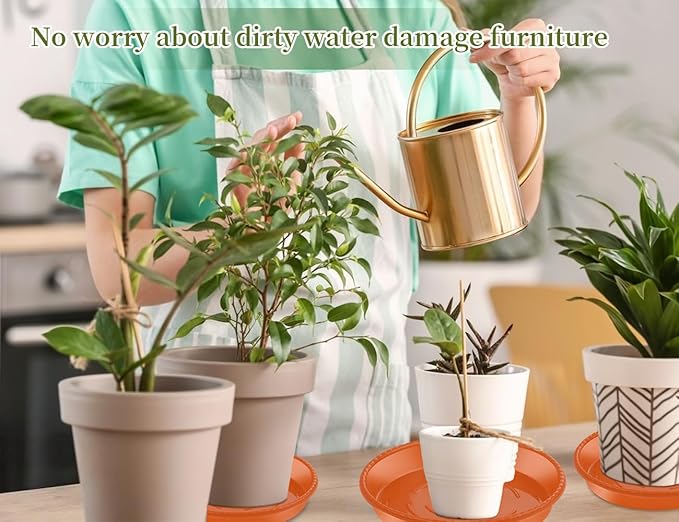 SupKing 9 Pack Plant Saucers (6 inch /8 inch /10 inch),Heavy Sturdy Plant Trays Pot Tray for Indoor Clear Plastic Flower Pot Saucers Thicker Plant Water Drip Trays for pots-Terracotta